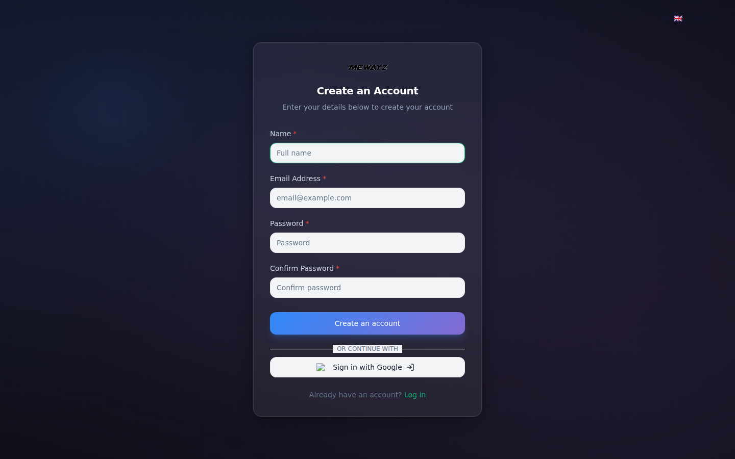 Register page