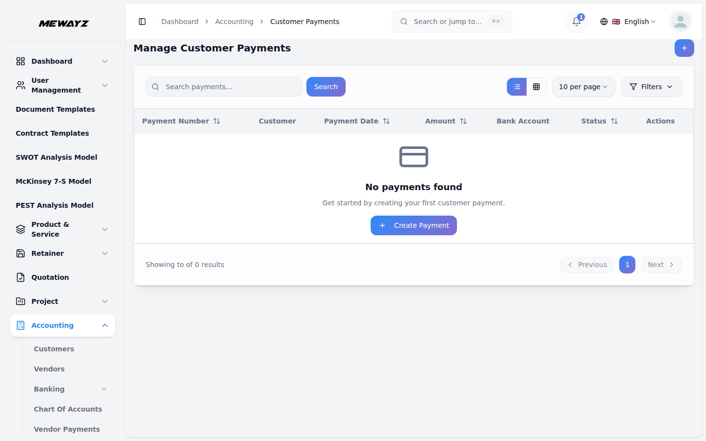 Customer payments