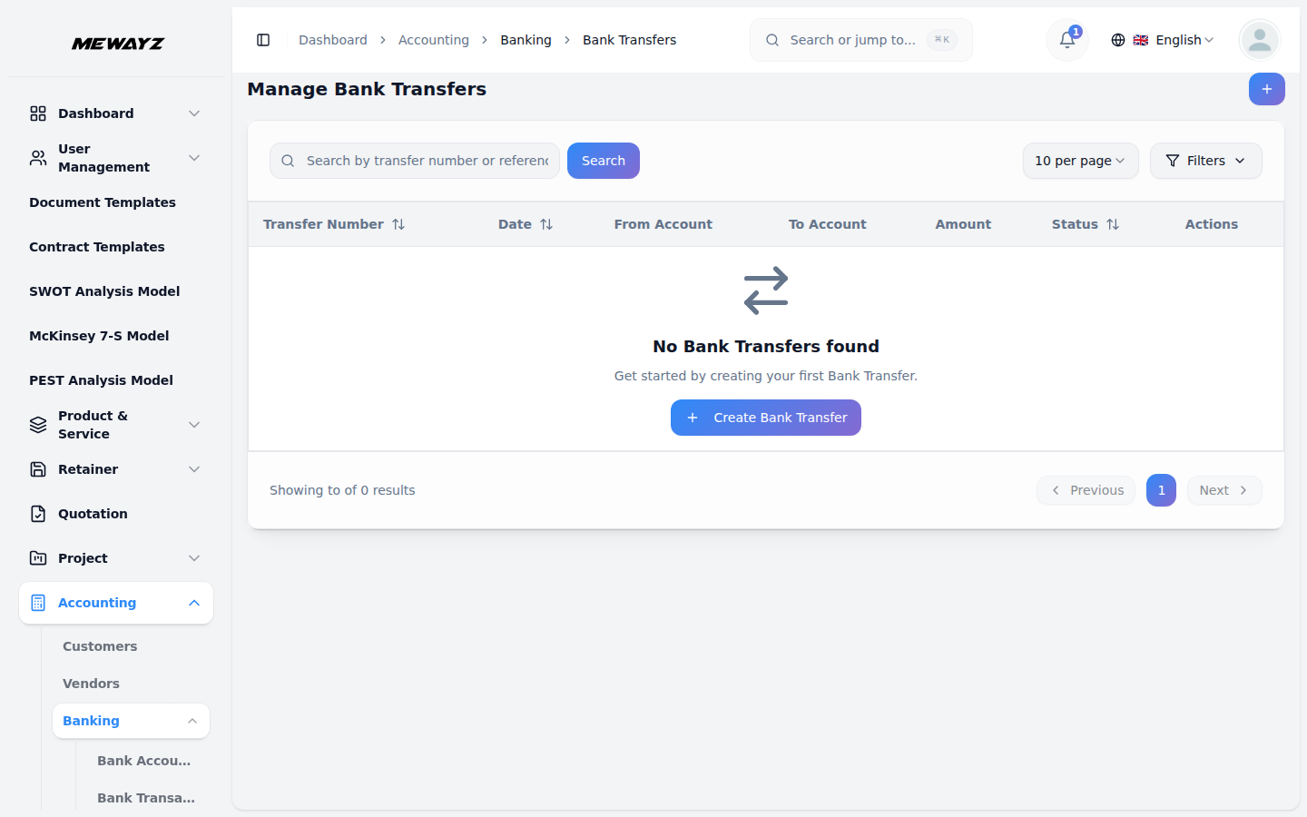 Bank transfers