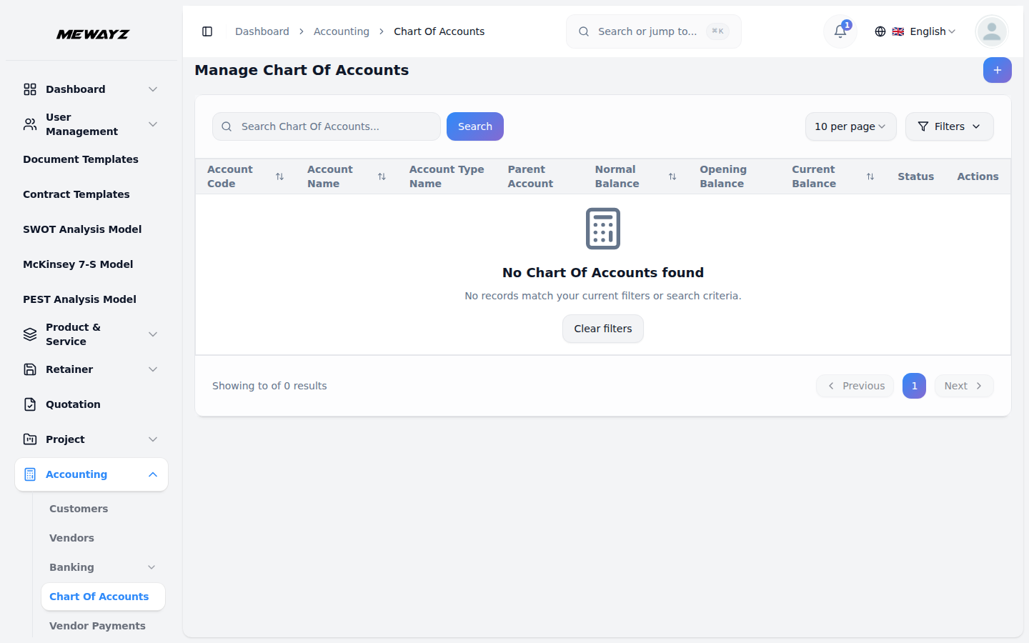 Chart of accounts