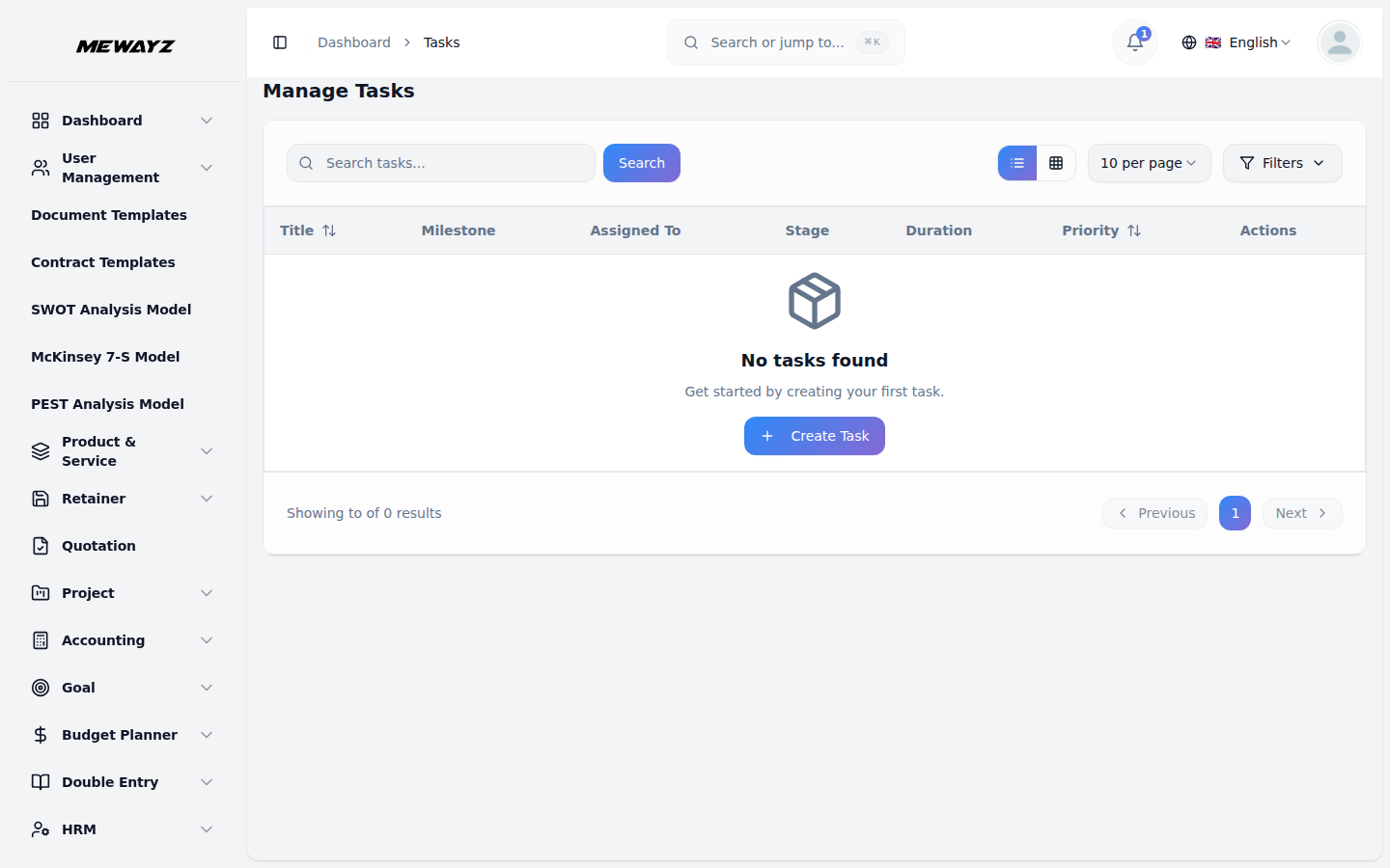 Tasks list