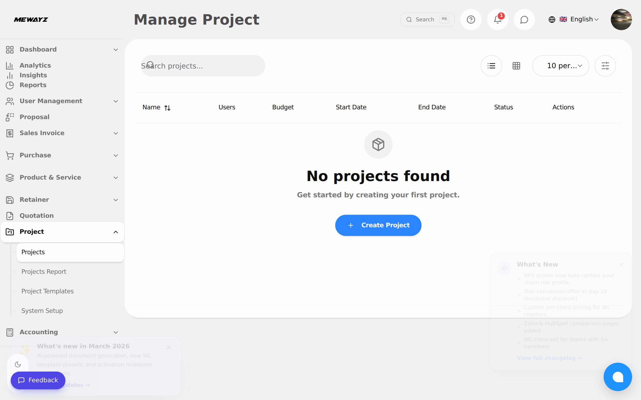 Projects & Tasks