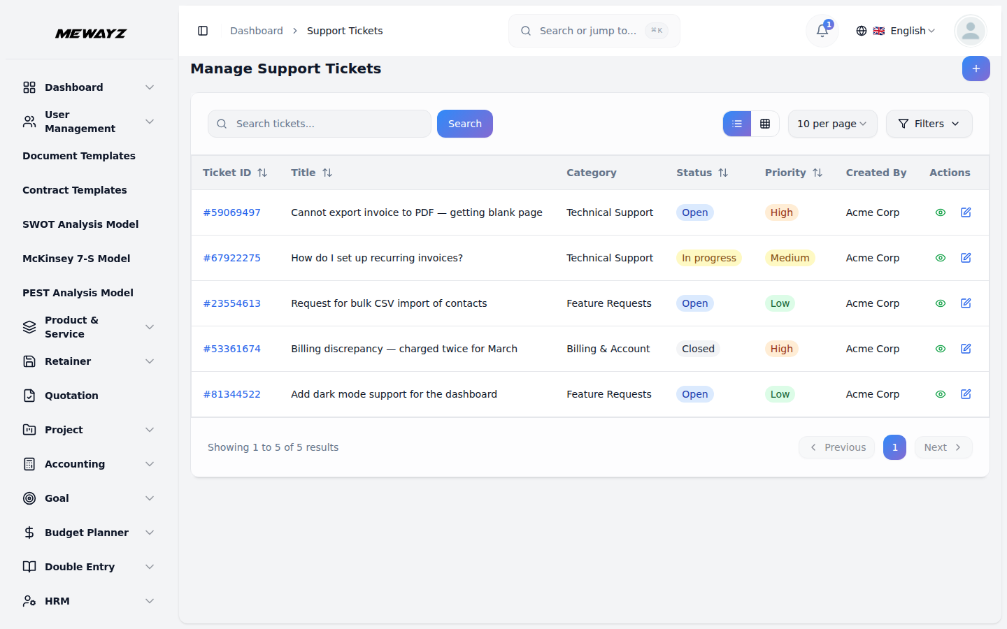 Mewayz Client Portal — Client support