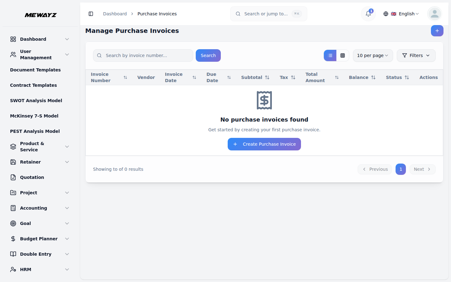 Mewayz Purchase Orders — Purchase invoices