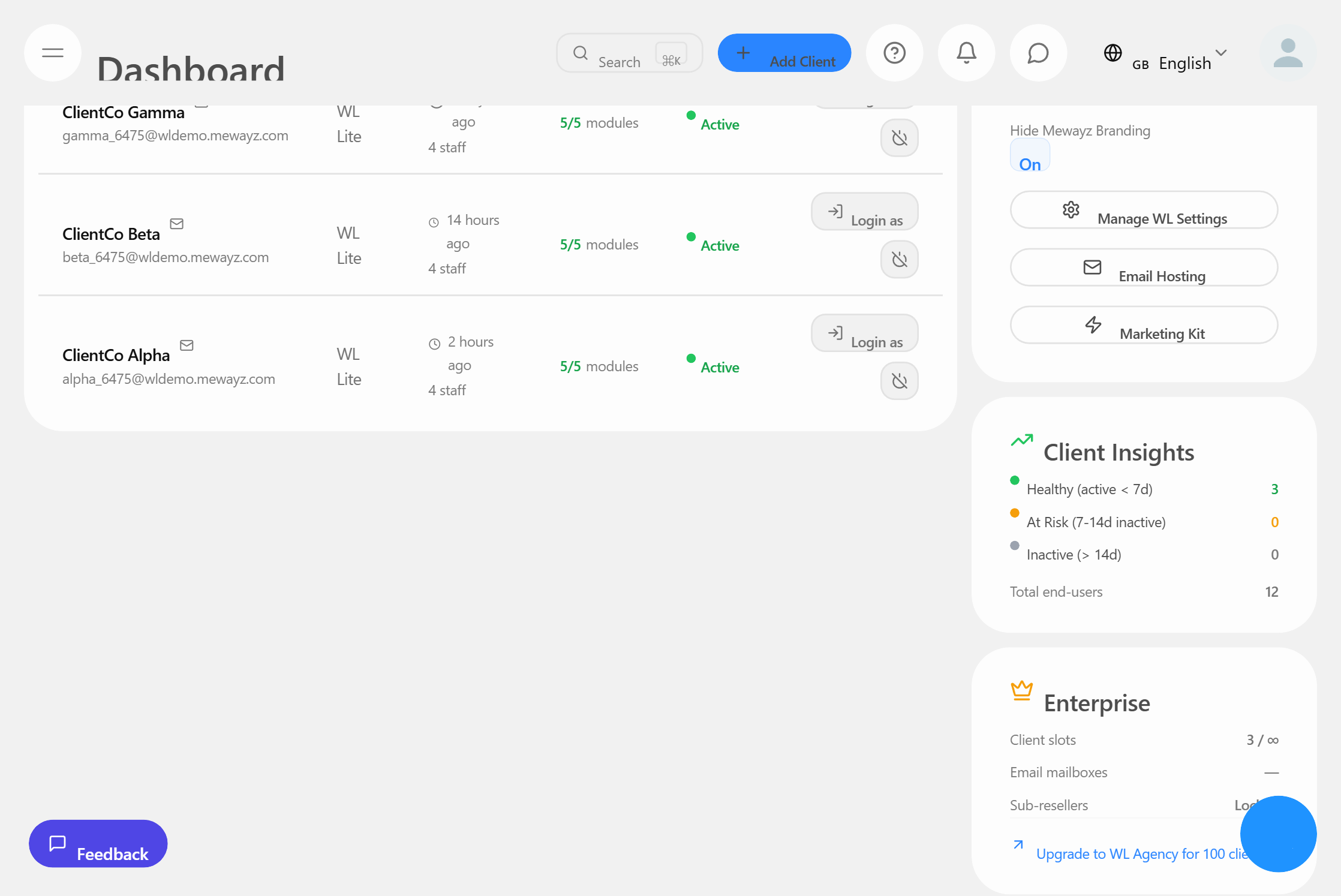 Kliëntebestuur - Mewayz White Label