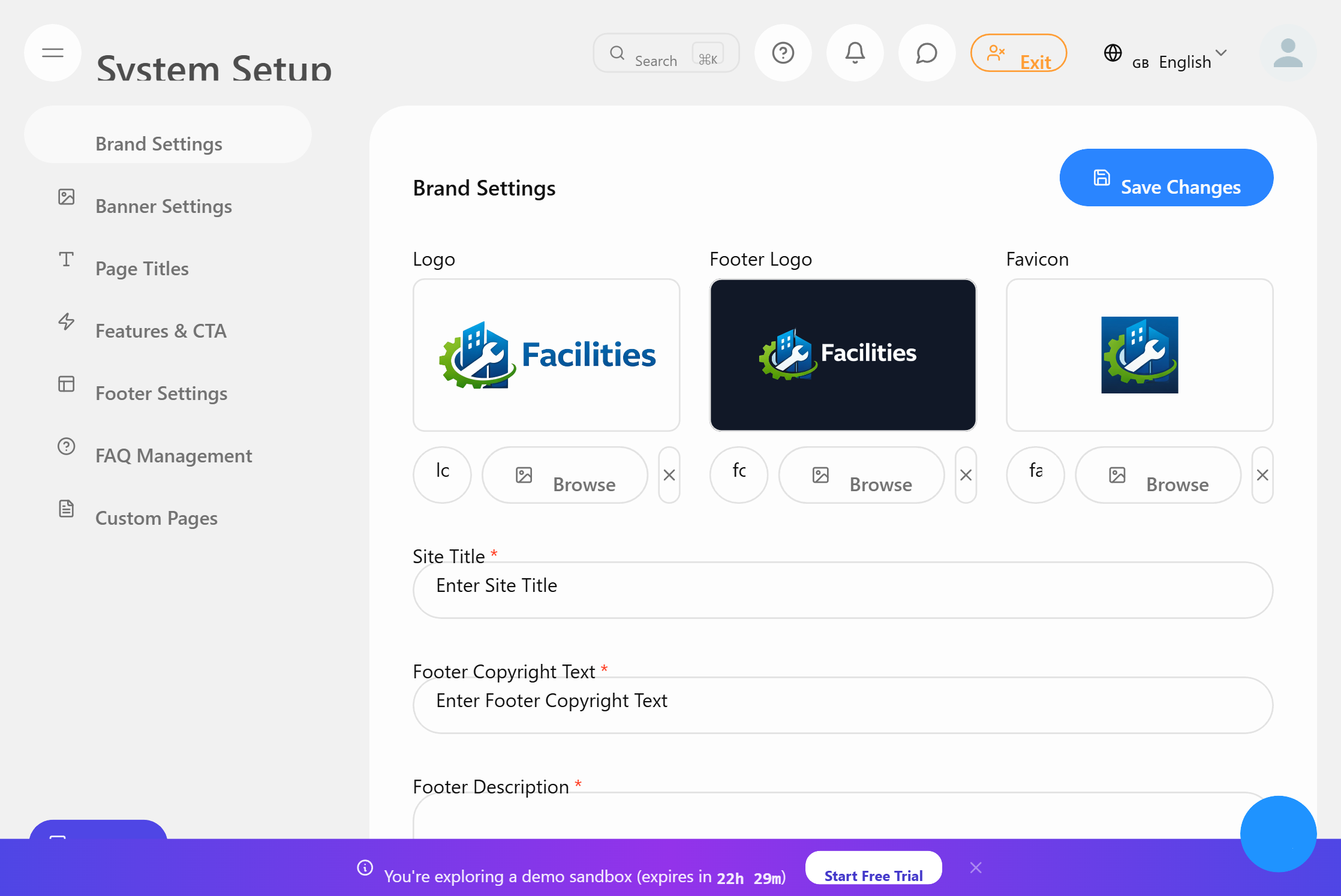 Brandingindstillinger - logo, domæne, e-mail