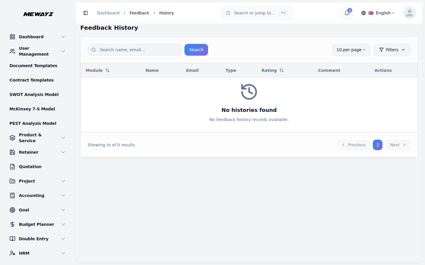 Mewayz Feedback History — CSAT tracking, satisfaction trends, and customer feedback analysis