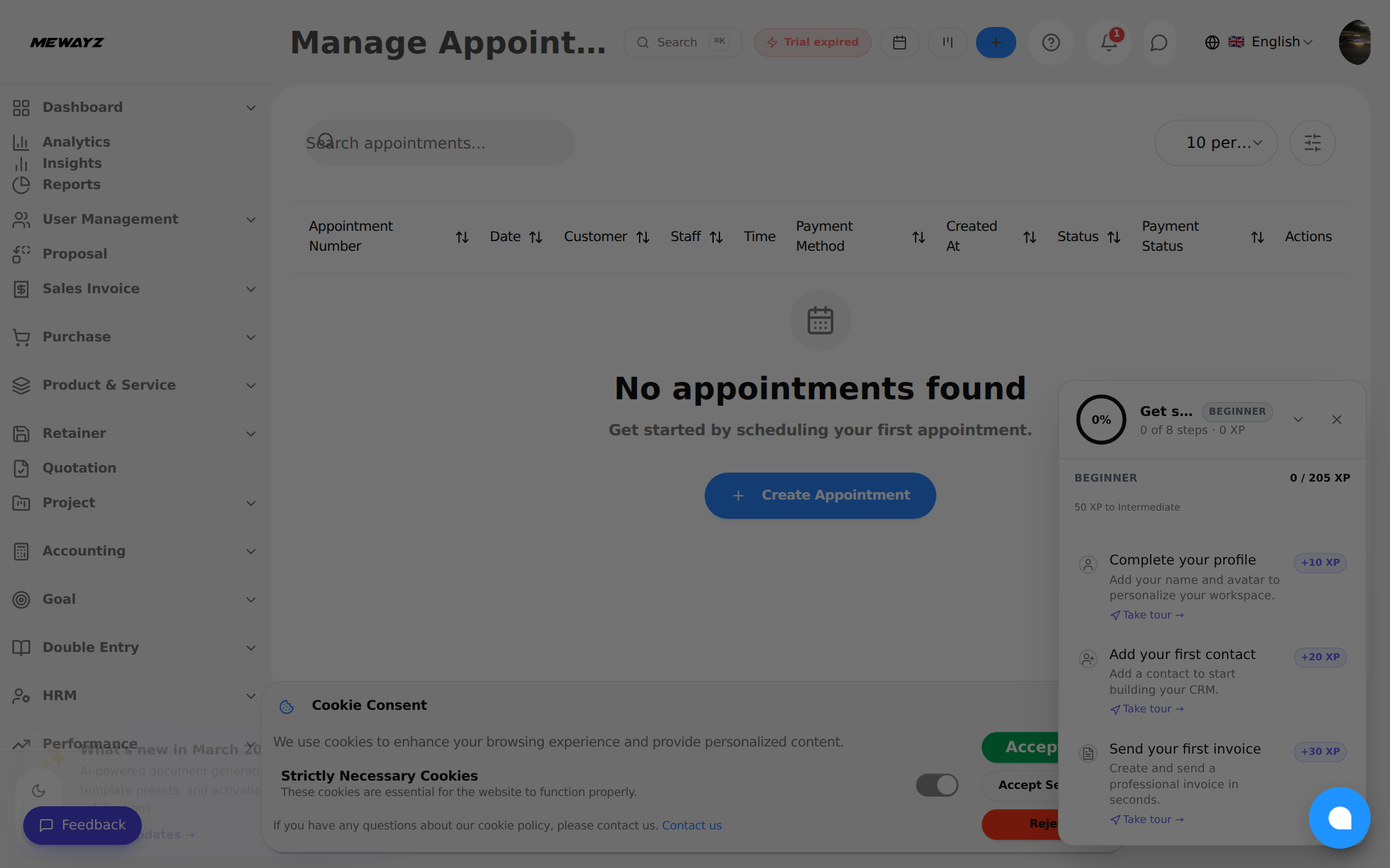 Appointment booking in Mewayz