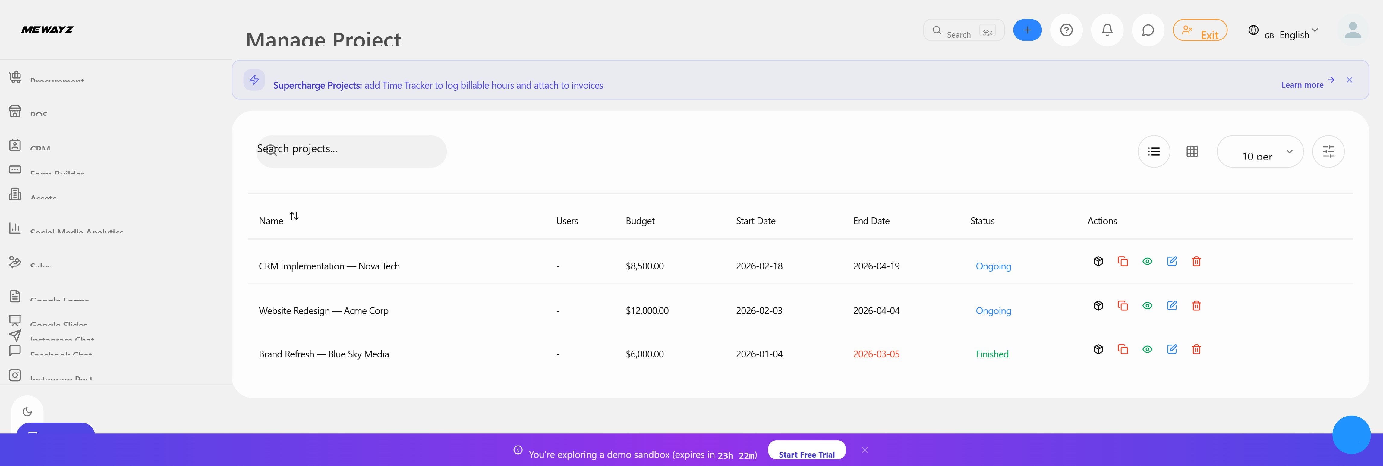 Project & Task Management Walkthrough
